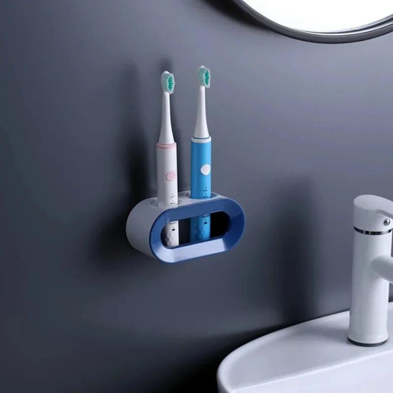 1 шт. Подставка для электрической зубной щетки, настенный держатель, экономящий место, аксессуары для ванной комнаты, самоклеящаяся подставка с двумя отверстиями