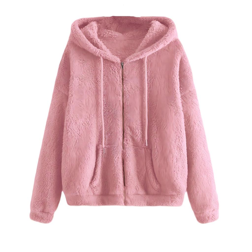 Женская модная куртка с застежкой-молнией и приспущенным плечом, с капюшоном и завязками на шнурке, с длинными рукавами из плюша