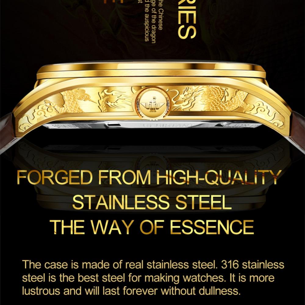 OUPINKE Мужские часы Механические часы с турбийоном через нижнюю часть Local Tyrant Gold Temperament Водонепроницаемые часы высокого класса