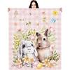 Easter Bunny Happy Blanket 50x60 Inch Rabbit Eggs Love Heart Bows Fleece Throw Decoration Farmhouse Blanket Soft Warm Bed Ornaments for Couch Sofa