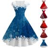 Women Vintage Sleeveless Christmas 1950s Housewife Evening Party Prom Dress