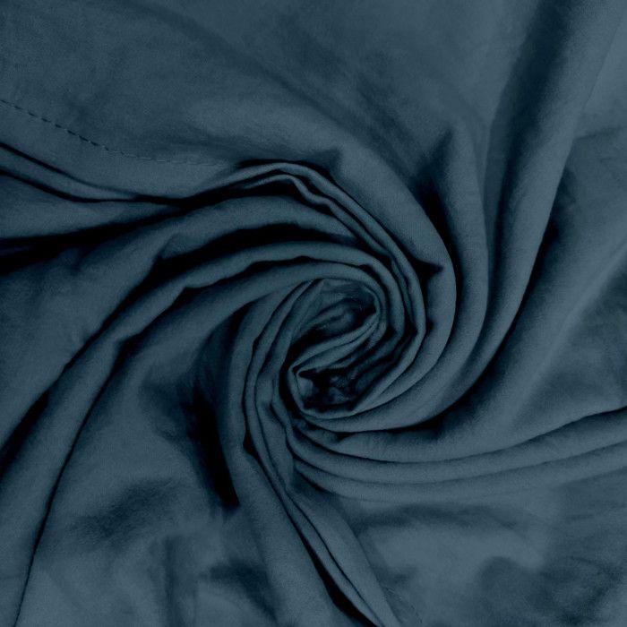 Parure housse de couette en microfibre lavée 240x220 cm BOHEME bleu canard, par Soleil d'Ocre