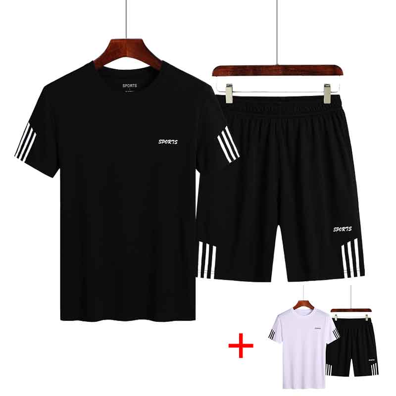 Два комплекта топа и брюк. Мужской спортивный костюм. Комплект спортивной одежды. Повседневный комплект из двух предметов для бега и фитнеса.