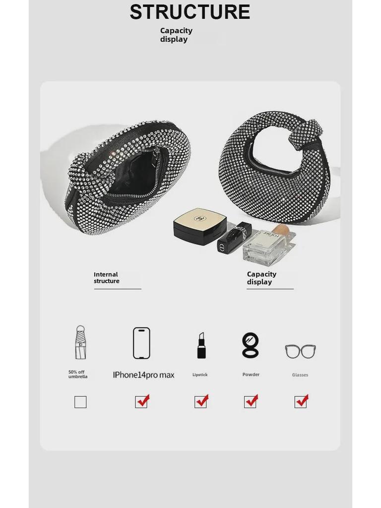 Элегантная вечерняя сумочка со стразами - модная женская сумка через плечо