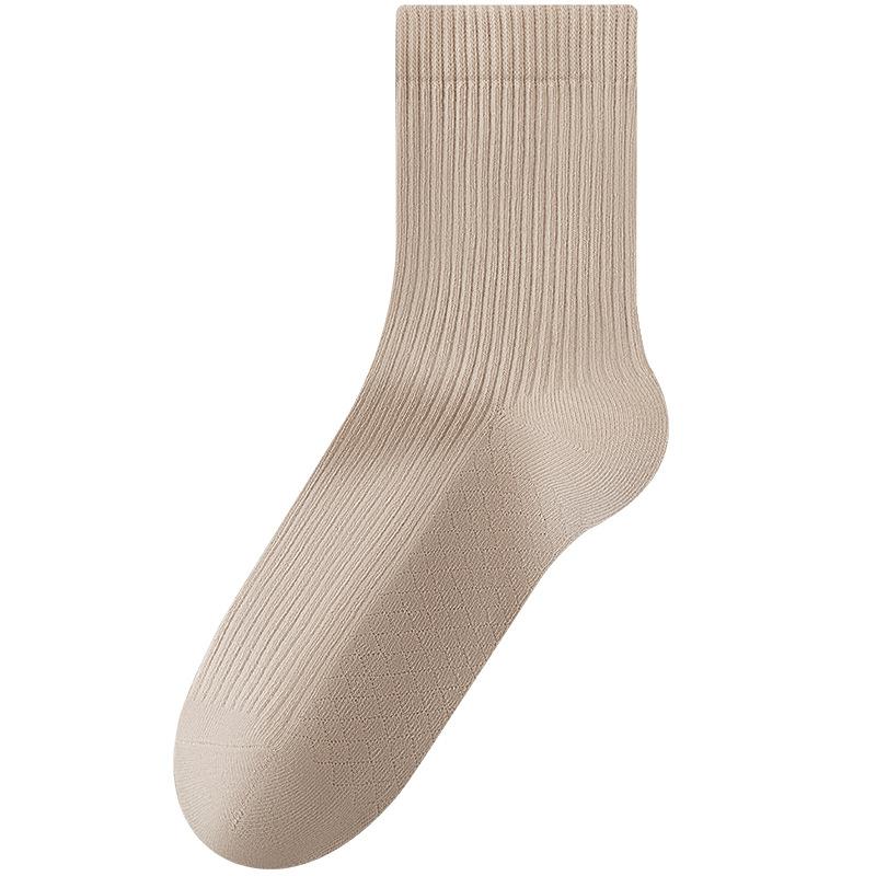 Female Spring and Autumn All Match Solid Color Massage Bottom Comfortable Boneless Antibacterial Sports Tube Socks