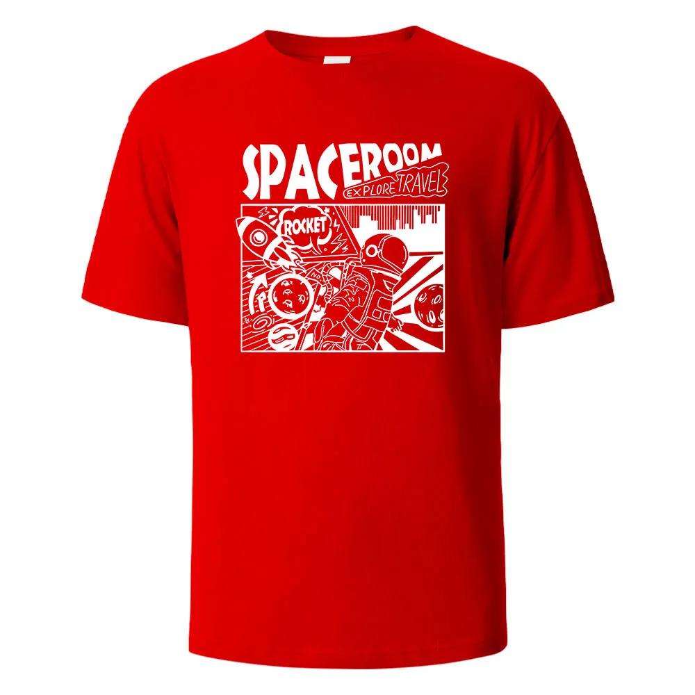 Мужская футболка с принтом Spaceroom Funny 100% хлопок оверсайз с коротким рукавом футболки для мужчин женщин летняя мода повседневные топы с круглым вырезом