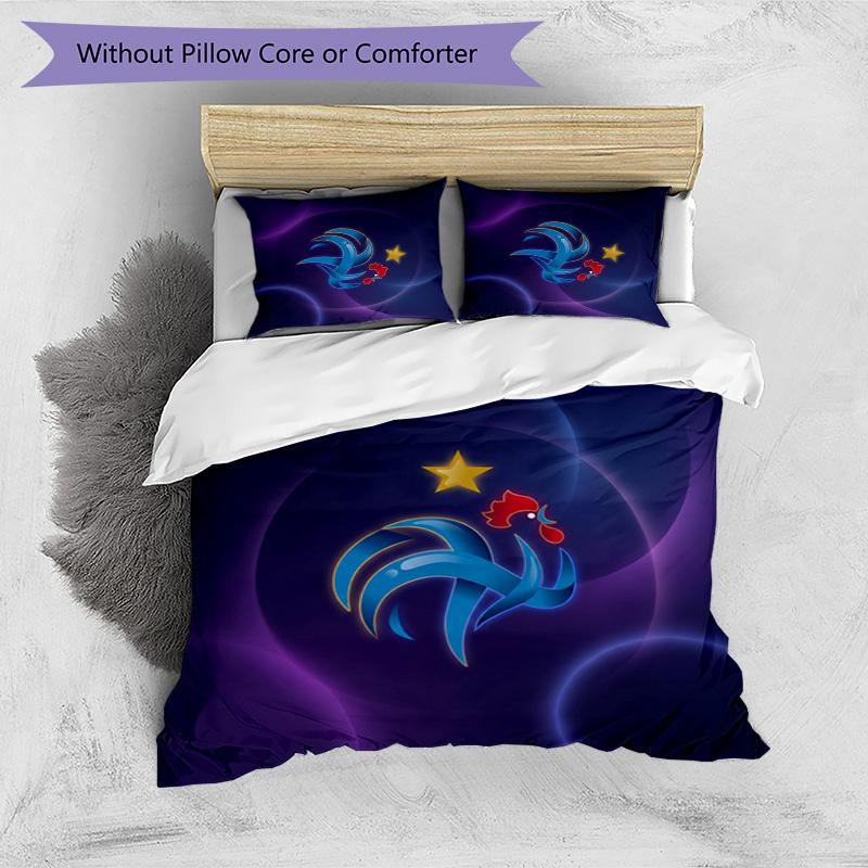 France Football Printed Bedding 3 Piece Set Cozy Breathable Bed Cover Set as Housewarming Holiday Gift