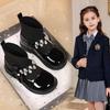 2025 Autumn Winter New Children's Boots Fashion Boots Black Simple Casual Kids Leather Shoes