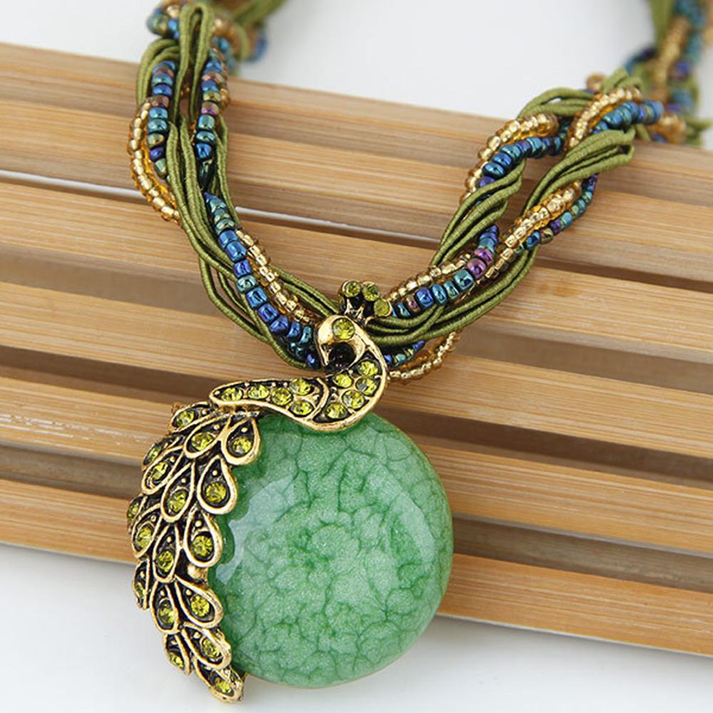 Peacock Necklace Gift Zricon Opal Bohemian Inlaid Pendant