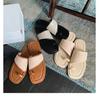 Spot Second Hair Square Head Toe Flat Bottom Slippers Women's Outer Wear Straw Splicing Small Fragrant Sandals 2025 Summer New