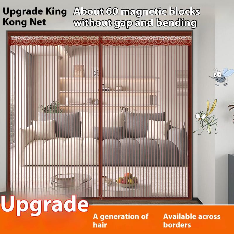 Улучшенная магнитная сетчатая штора для двери 2026 года с застежкой, самозакрывающаяся, для свободного прохода, временная сетка для двери патио - Защищает от насекомых, пропускает свежий воздух