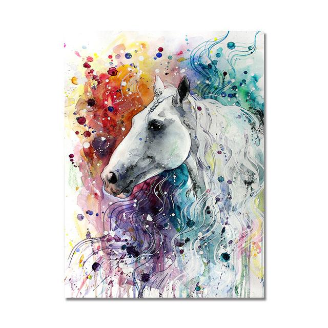 Акварель дикое животное абстрактная бегущая лошадь холст картина плакат Декор принты настенные художественные фотографии гостиная украшение дома