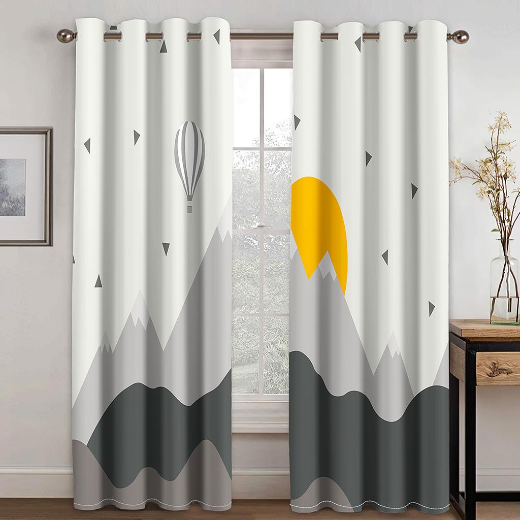 Geometric Japanese Style Nordic Wind Abstract Art Polyester Morandi Color Block Thin Curtains for Living Room Bedroom Home Decor