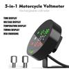 9-24V 5in1 LED Motorcycle Thermometer Voltmeter Clock Timing Display USB Charger
