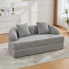 2-in-1 Quick Sofa for Two People, with Two Cushions, Foldable Double Sofa Bed, Versatile Sofa for Guest Room and Living Room (Light Grey Chenille)