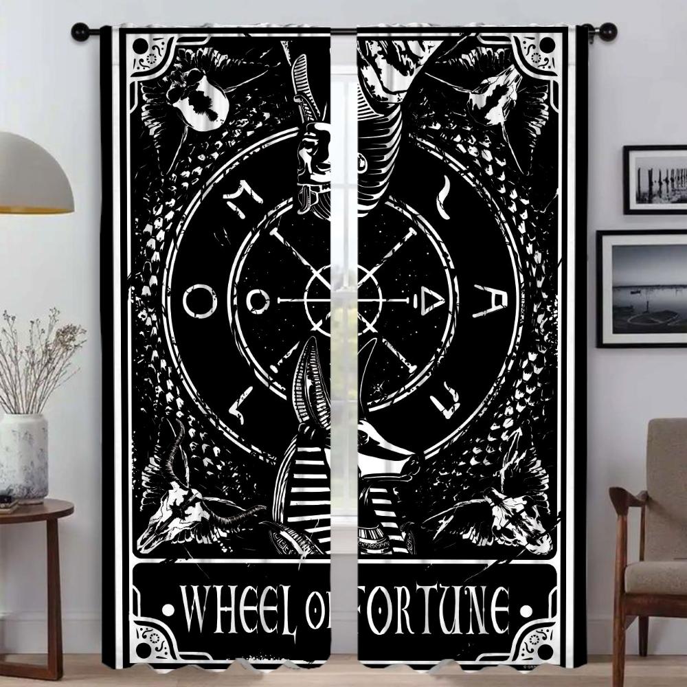 Домашний интерьер Шторы для гостиной Deadly Tarot The Sun Tin Sign Blackout Curtains 2 Pieces Partition Window Curtain Shades