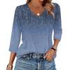 Women's T Shirt Print 3/4 Sleeve Daily Weekend Fashion Basic V- Neck Regular Top