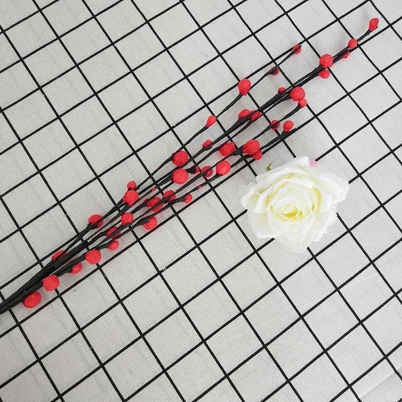 Прямые продажи Зеленые растения Высококачественная имитация Серебряной ивы Искусственный цветок Имитация цветочной ветки Сливовый бутон Современное украшение для дома