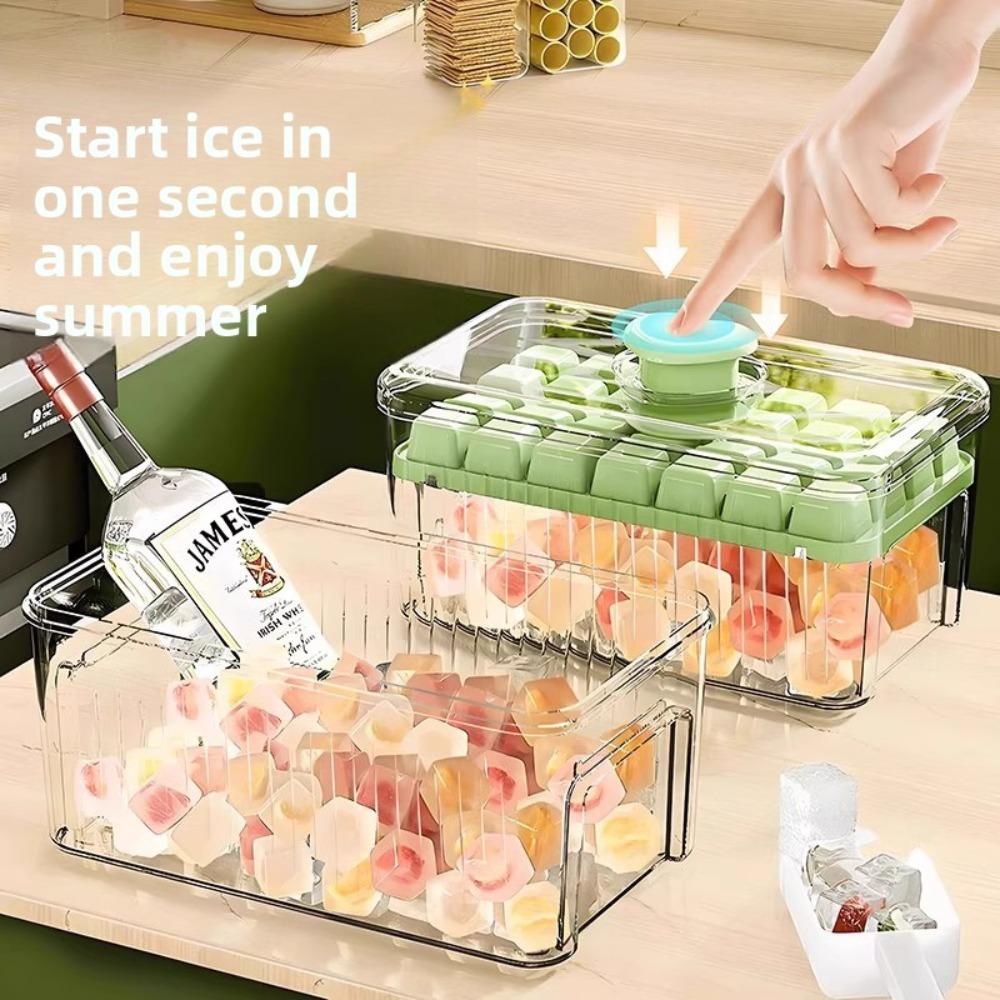 34/68 Grid Ice Cube Mold Push type Easy To Take Ice Cube Bucket Multifunctional Ice Maker Refreshing Ice Cube Ice Box