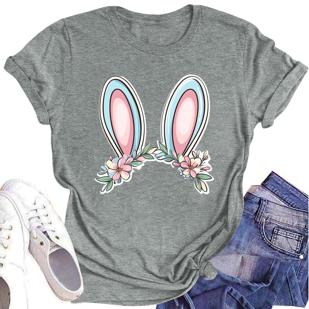 Women's Printed Round Neck Short-sleeved T-shirt Top