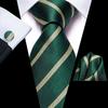 Hi-Tie Dark Gold Plaid Jacquard Mens Silk Tie Classic Necktie Cufflink Hanky Set