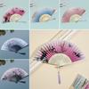 Silk Hand Fan Colorful Shank Classical Dance Fan Vintage Folding Fan  Clothing Accessories