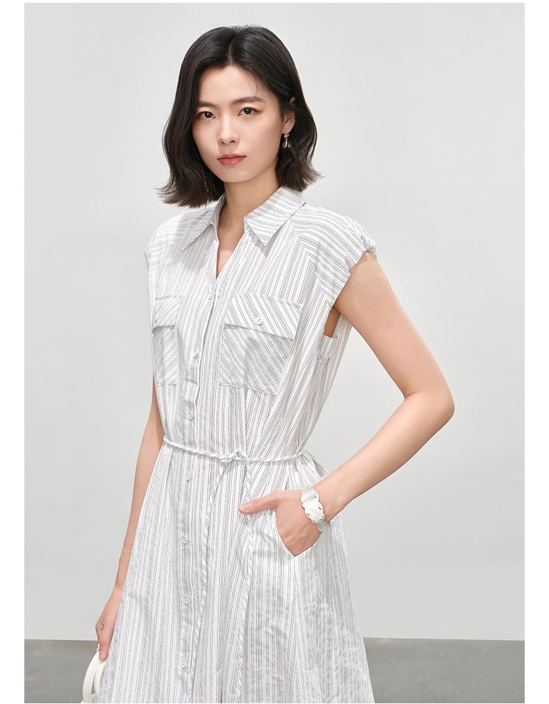 Striped commuting shirt style dress