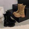 Short Boots Women's 2025 Autumn New Versatile Autumn Retro British Style Explosion with Skirt Knight Boots Stacking Boots