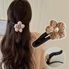Vintage Large Plush Flower Hair Clips Girls Elegant Ponytail Braid Claw Hair Duckbill Clip Girls Headdress Gift