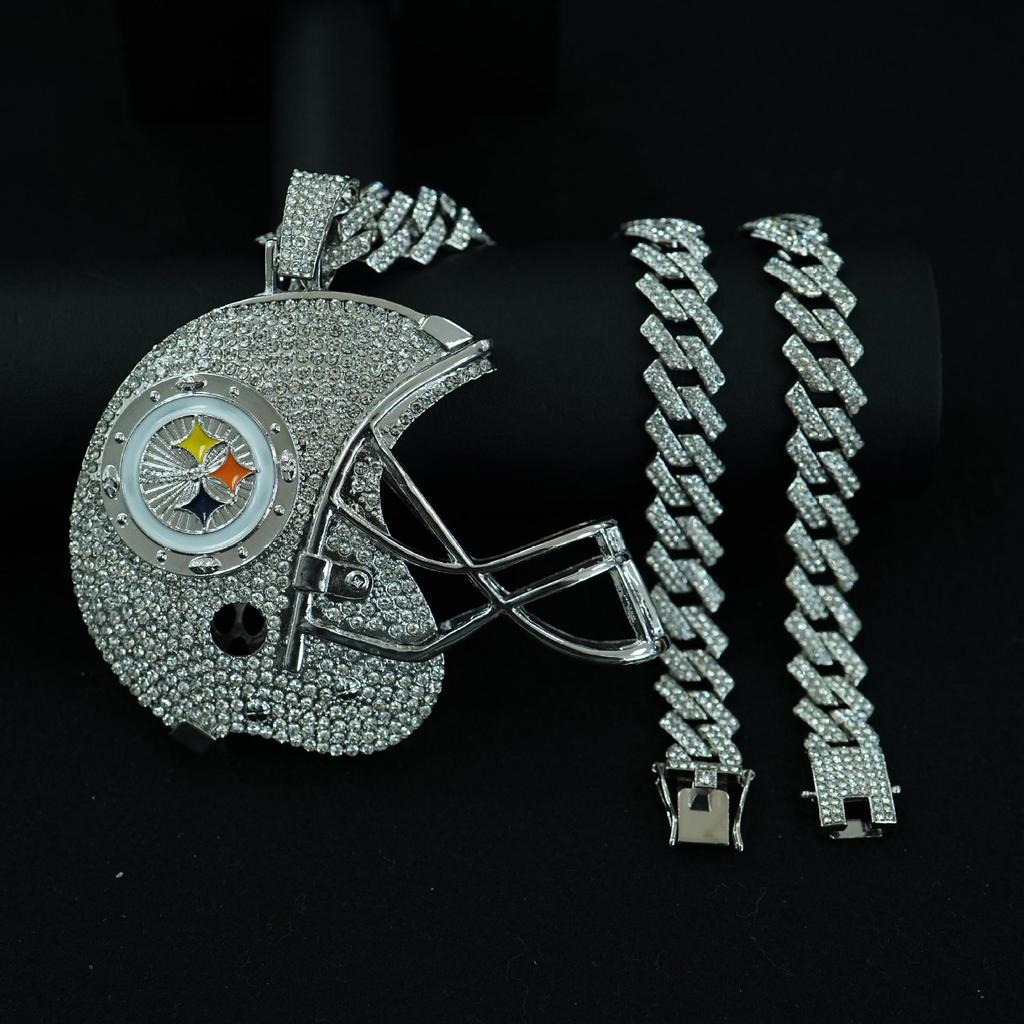 Европейская и американская подвеска-ожерелье в виде шлема Pittsburgh Steelers из сплава