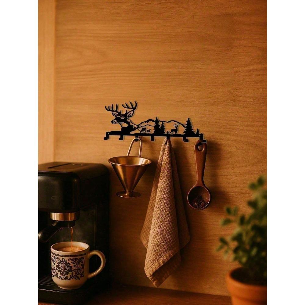 Antler Key Hanger Rustic Wall Mounted Coat Rack Farmhouse Entryway Decor