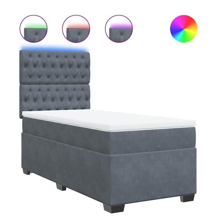 Maison Exclusive - Sommier à lattes de lit et matelas Gris foncé 90x190 cm Velours