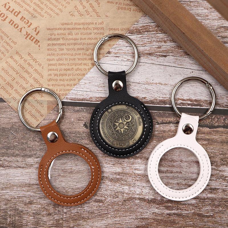 Badge Decision Coin Storage Keychain Leather Case 30-38mm Commemorative Coin Protective Case