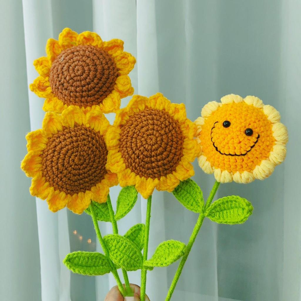 Handwoven Smiling Sunflower Faux Bouquet – Perfect Gift for Teacher's Day & Children's Day