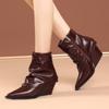 Женские ботильоны на высоком каблуке, модные кожаные туфли с острым носком, новые туфли на танкетке, женская обувь на зиму 2025 года, туфли-лодочки Botas Mujer