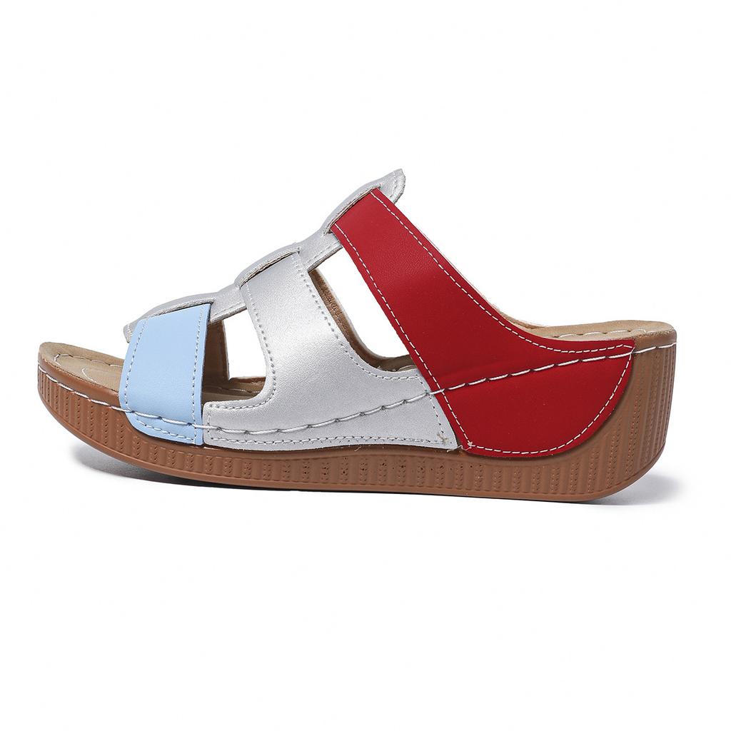 Мода 2025 Женская обувь Слипоны на танкетке Женские Повседневные Римские сандалии Женские Смешанные цвета Обувь с открытым носком Женские Летние Сандалии на платформе