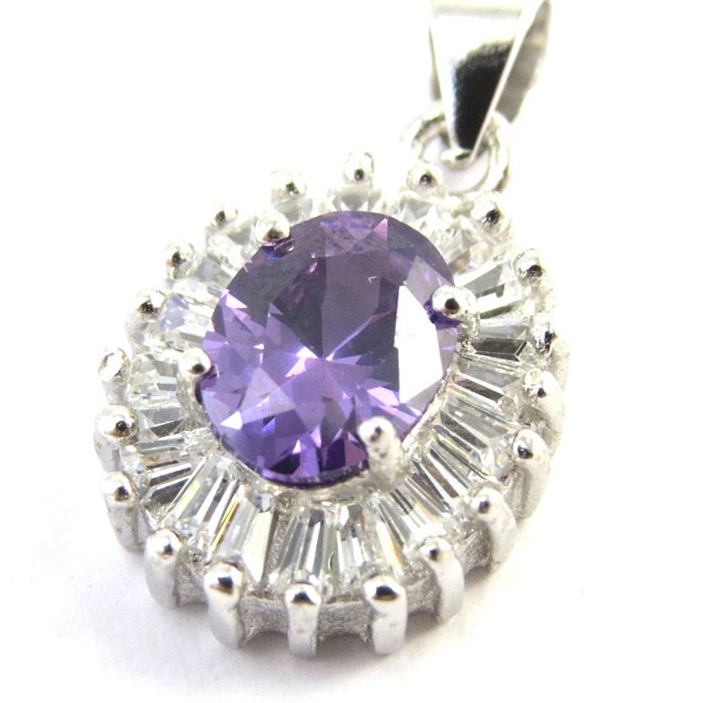 Les Trésors De Lily [M6487] - Серебряный кулон "Сисси" аметист (родиевое покрытие) - 13х11 мм