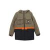 Warm Color Block Multi Pocket Casual Hooded Down Jacket Unisex Outerwear Brown VN0A54HS1LE