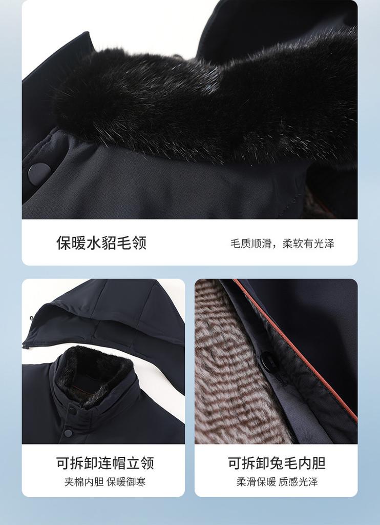 Detachable Rabbit Fur Inner Tank 25 Winter Thickened Pie Overcomes Male Thickened Middle aged Business Hooded Coat