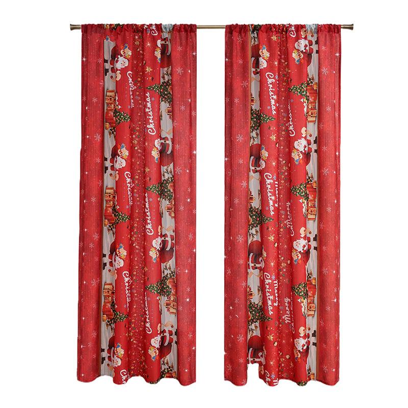 Рождественские Американские Шторы Дверные Шторы Санта Готовые Шторы Украшение Без Сверления Готовые Шторы Большие Окна