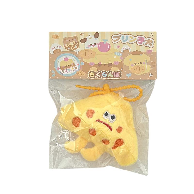 Cute Cheese Keychain Cartoon Plush Doll Toy Keychain Student Bag Pendant Hanging Decorative Gift