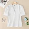 Элегантная женская блузка с коротким рукавом на пуговицах, повседневная офисная одежда