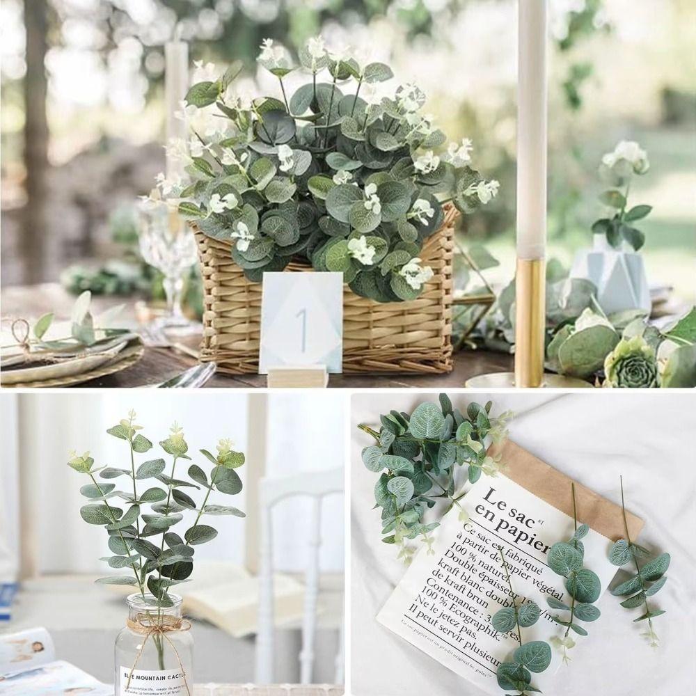 20Pcs Decoration Fake Eucalyptus Plants Bendable Silk Eucalyptus Leaf Living Room Decoration