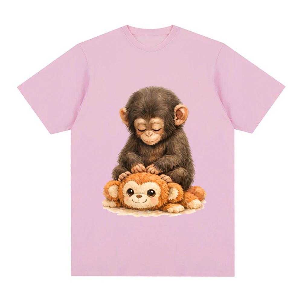 Футболка Punch Monkey с принтом японской макаки Высококачественная футболка Модная Кавайная 100% Хлопок Женская/Мужская Camisetas