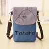 Fashion Women Shoulder Bag Cute Cartoon Totoro Print Canvas Crossbody Bag Coin Purse Cell Phone Bag Wallet