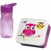 Набор ланч-бокс и фляга - Mondex - Розовая сова - Прямоугольный - Для ребенка - Подходит для мытья в посудомоечной машине