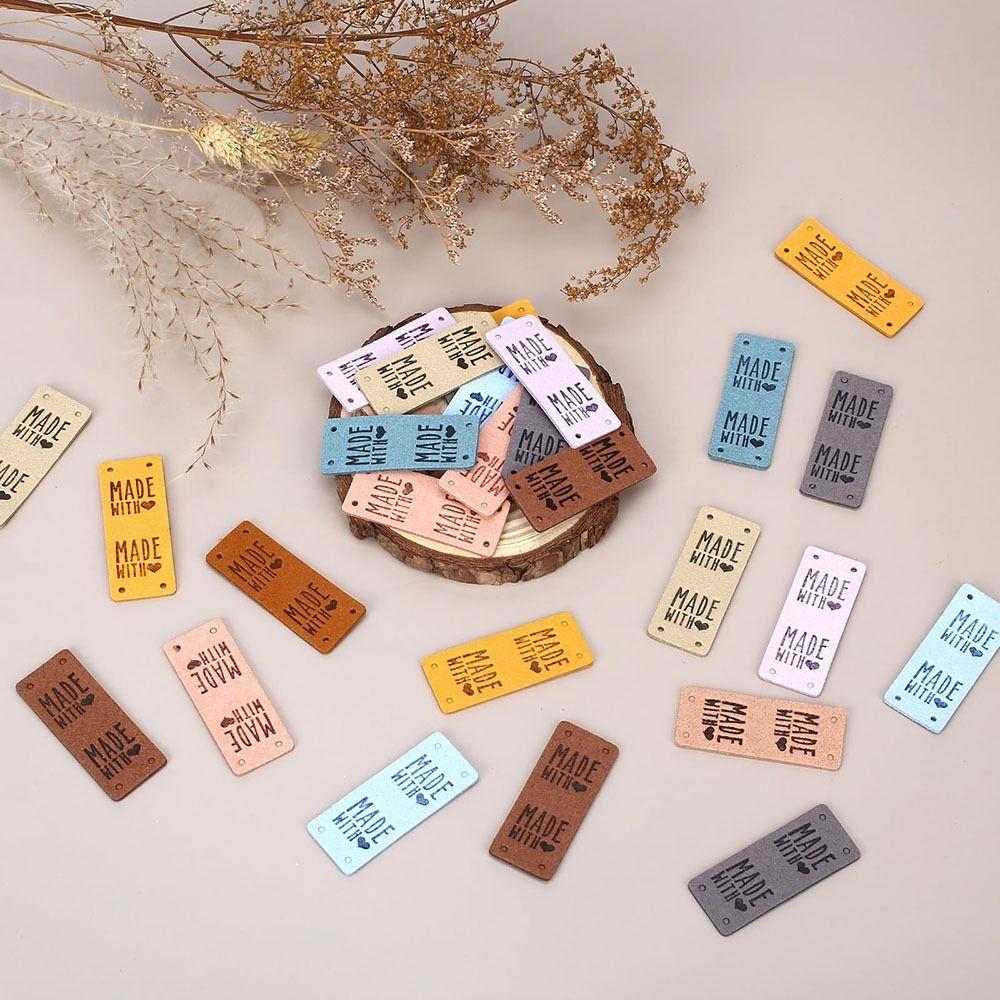 20Pcs Knitting Accessories Embossed Tag Sewing Embellishment Garment Labels Faux Leather Label  Bags