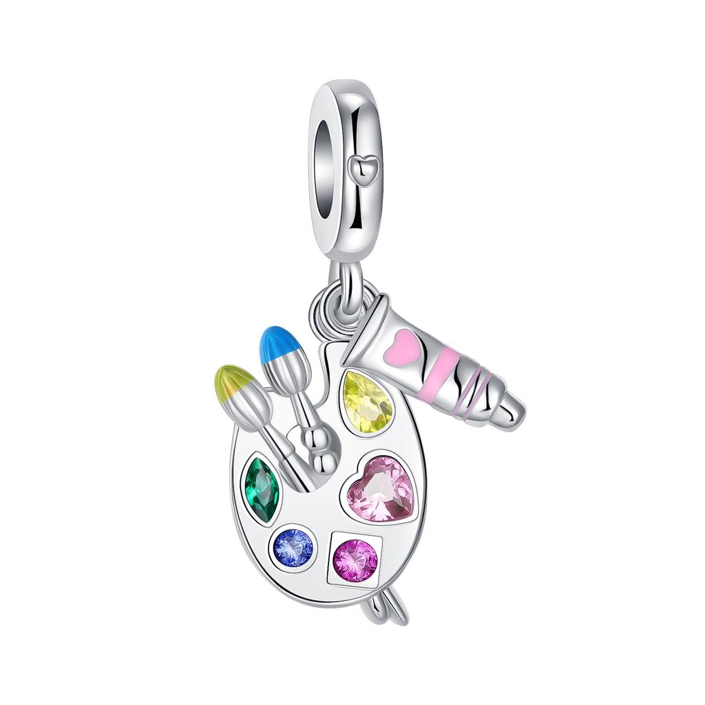 Colorful Copper Painting Charms Artistic Palette Beads Pendant Fit Original Bracelet Necklace Diy Fine Jewelry Gift