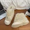 Пушистая платформа женские зимние ботильоны теплые кожаные ботинки женские 2025 тренд готические короткие плюшевые прогулочные мотоциклетные ботинки женские