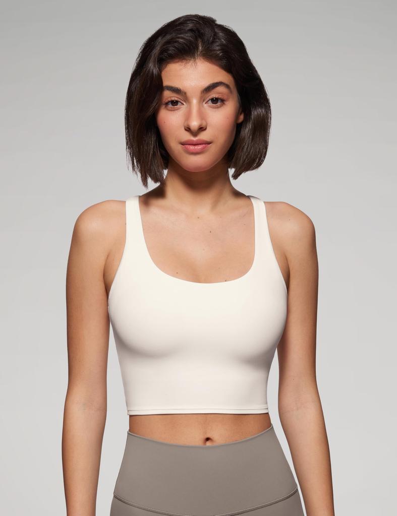 CRZ YOGA Yoga Bra Crossback Sports Yoga Asian Butterluxe White Size M Top, Bra, Wireless, Quick-Drying, Padded, Top, Fit, Apricot,